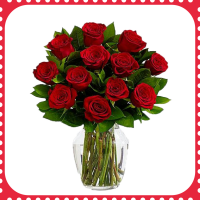 FR12 12 Red Roses with vase
