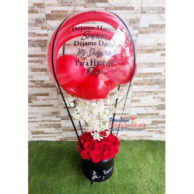 CP03 Caja con Burbuja y Rosas y Orquideas