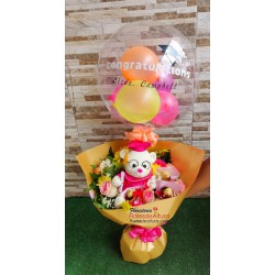 GD09 Ramillete de Flores mixtas y Globo Burbuja