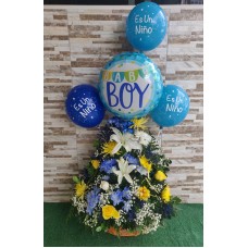 AN42 Boy Balloons and Flowers