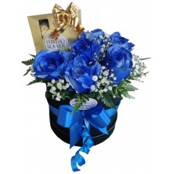 RC21 Caja Redonda con Rosas Azules 